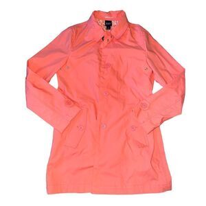 Gap Vintage Midi Length Belted Neck Trench Coat in Coral Size M